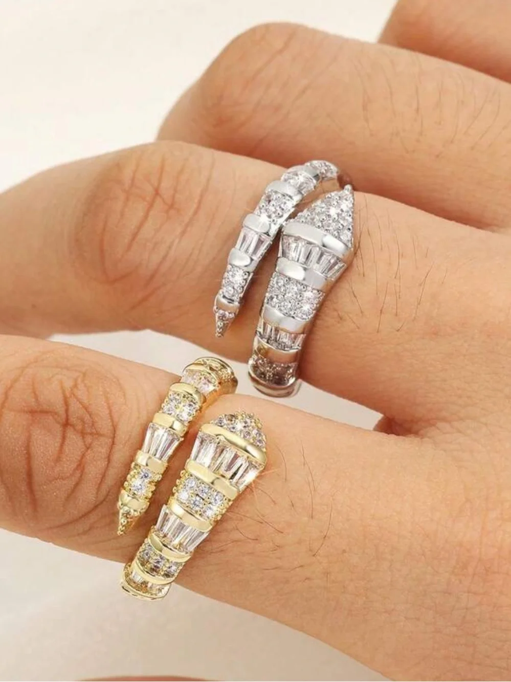 Luxe Serpent Wrap Ring | Adjustable Silver CZ Snake Ring